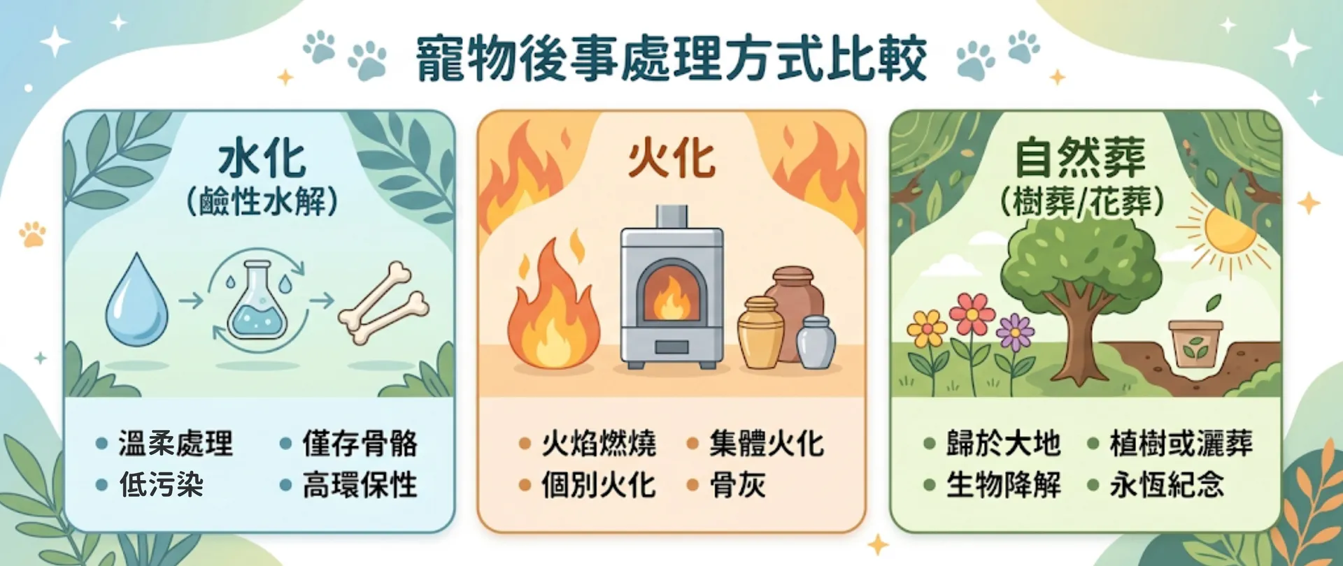 寵物後事有哪些處理方式？水化、火化與自然葬比較｜暮浴寵物禮儀