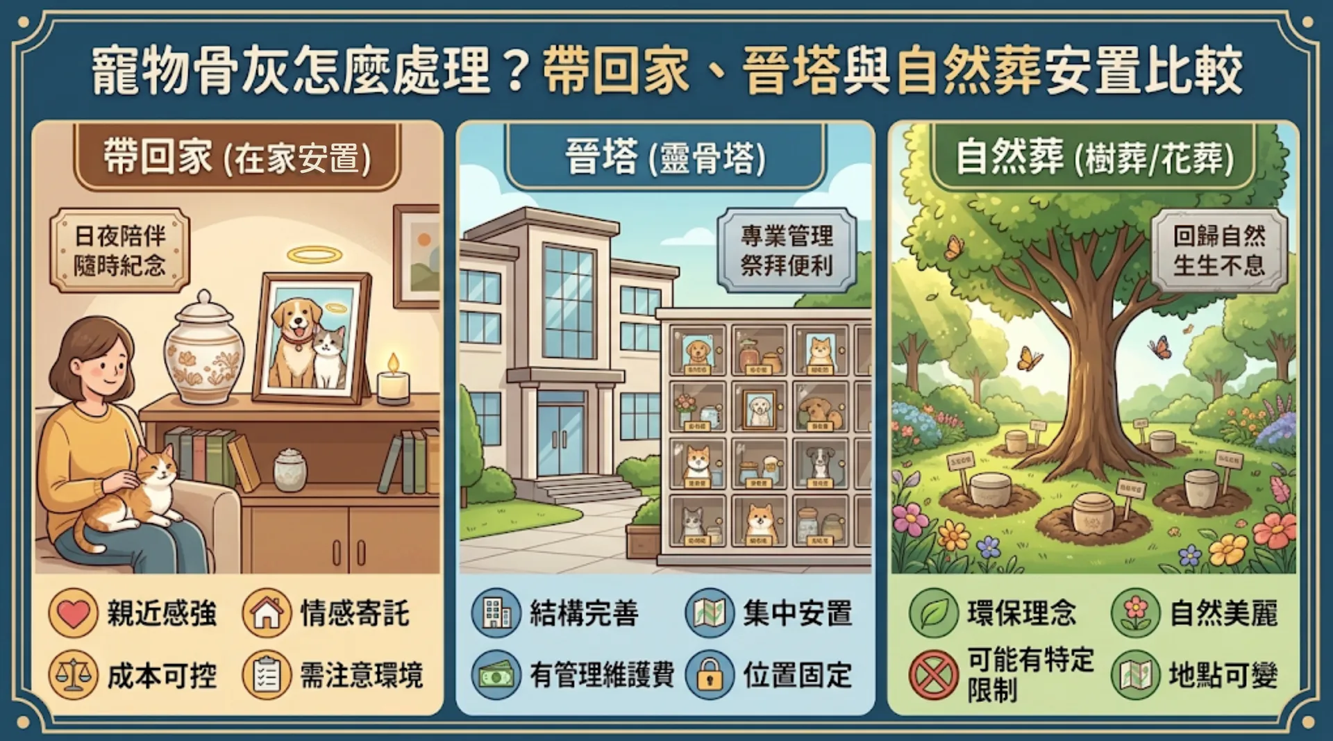 寵物骨灰怎麼處理？帶回家、晉塔與自然葬安置比較｜暮浴寵物禮儀