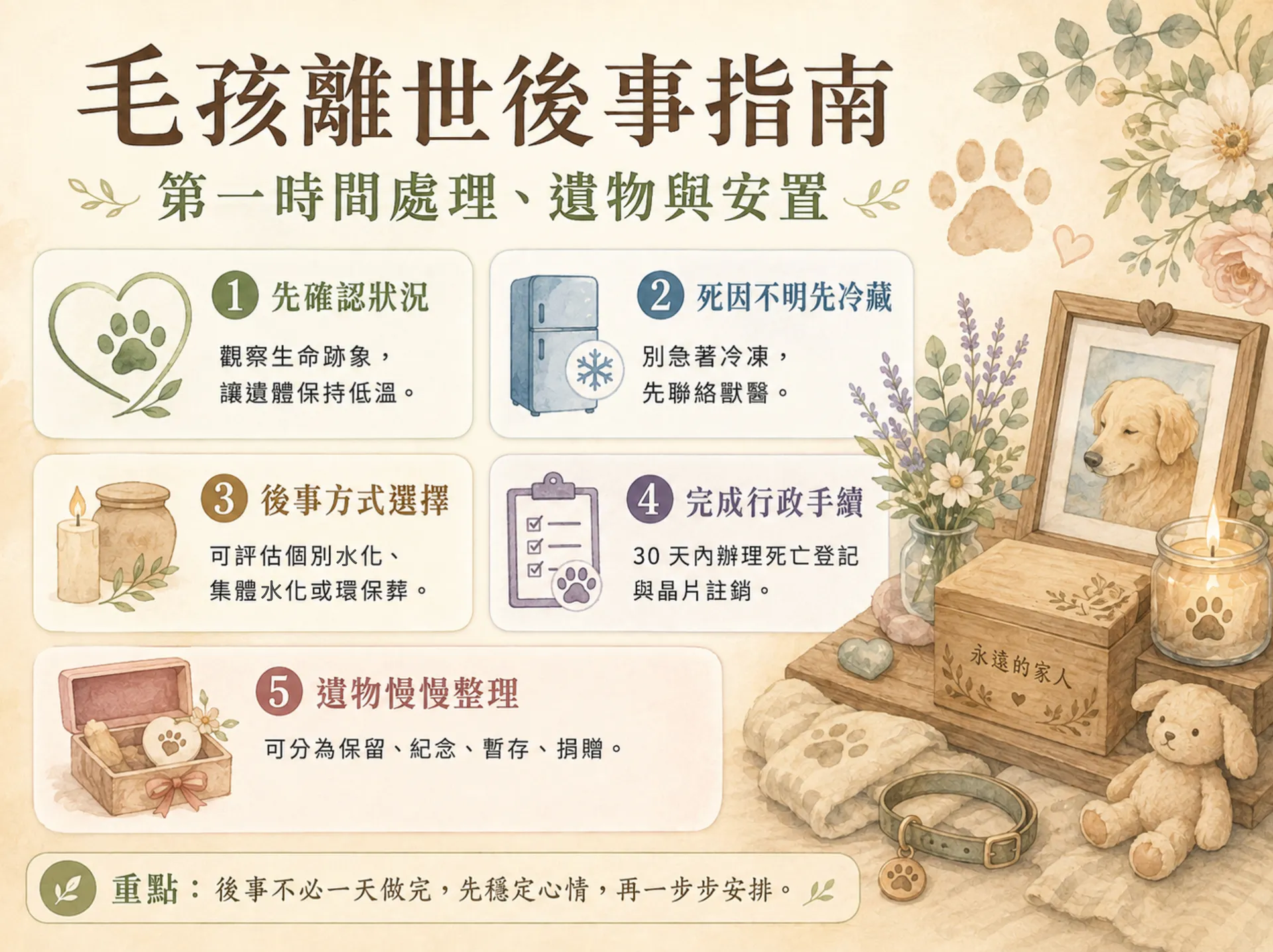 毛孩離世後事指南：第一時間處理、遺物與安置｜暮浴寵物禮儀