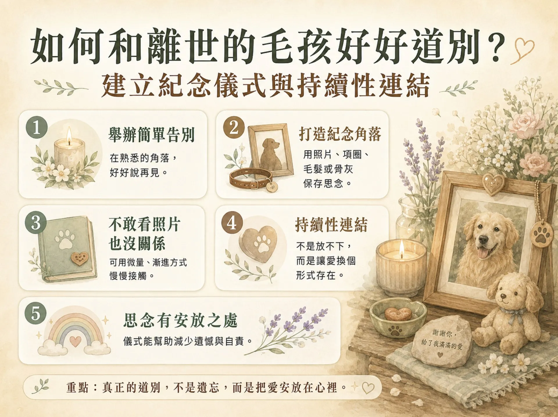 如何和離世的毛孩好好道別？建立紀念儀式與持續性連結｜暮浴寵物禮儀