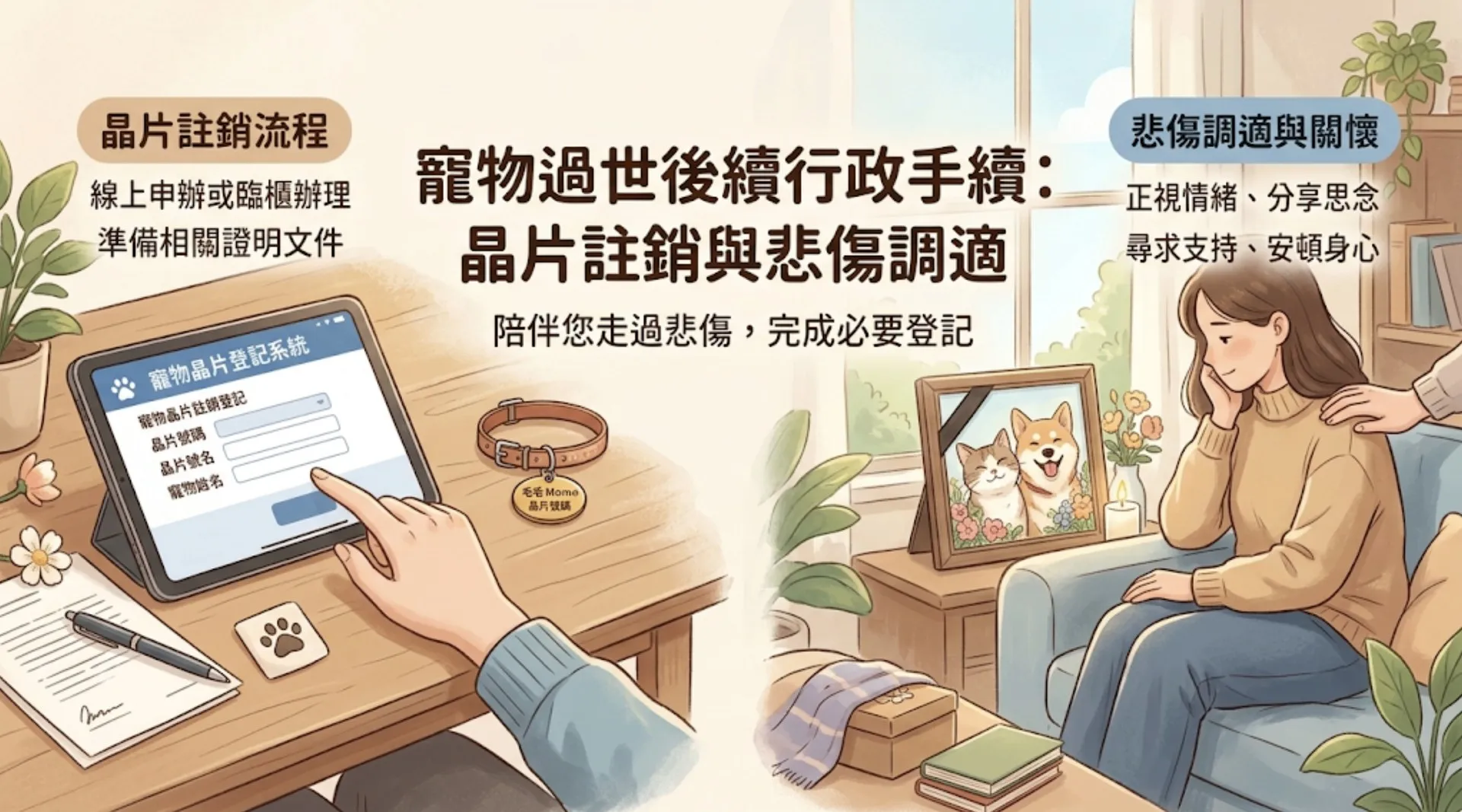 寵物過世後續行政手續：晶片註銷與悲傷調適｜暮浴寵物禮儀