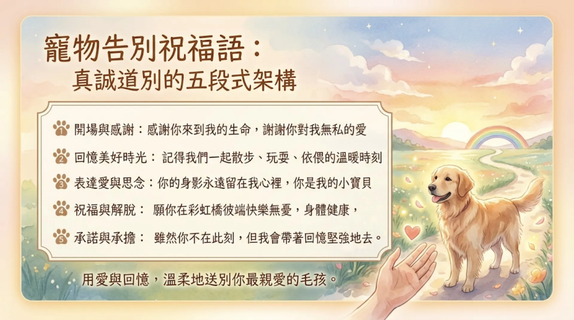 寵物告別祝福語：真誠道別的五段式架構｜暮浴寵物禮儀